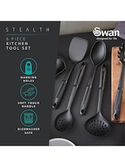 Swan 6 Piece Black Stealth Kitchen Tool Set - Image 3 of 9