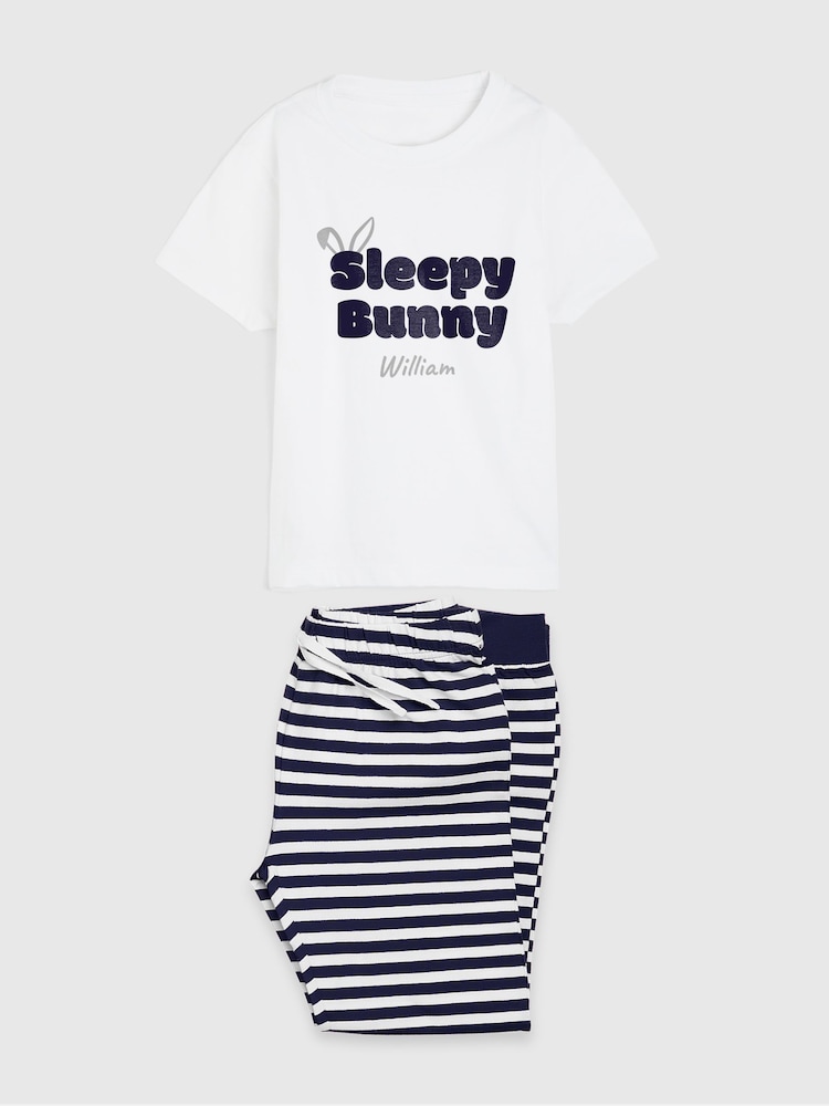 Personalised Kids Sleepy Bunny Pyjamas by Dollymix - Image 2 of 3