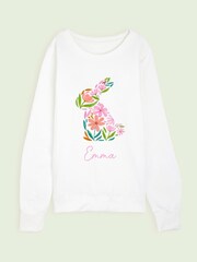 Personalised Womens Floral Print Bunny Sweatshirt by Stitch Style - Image 1 of 4
