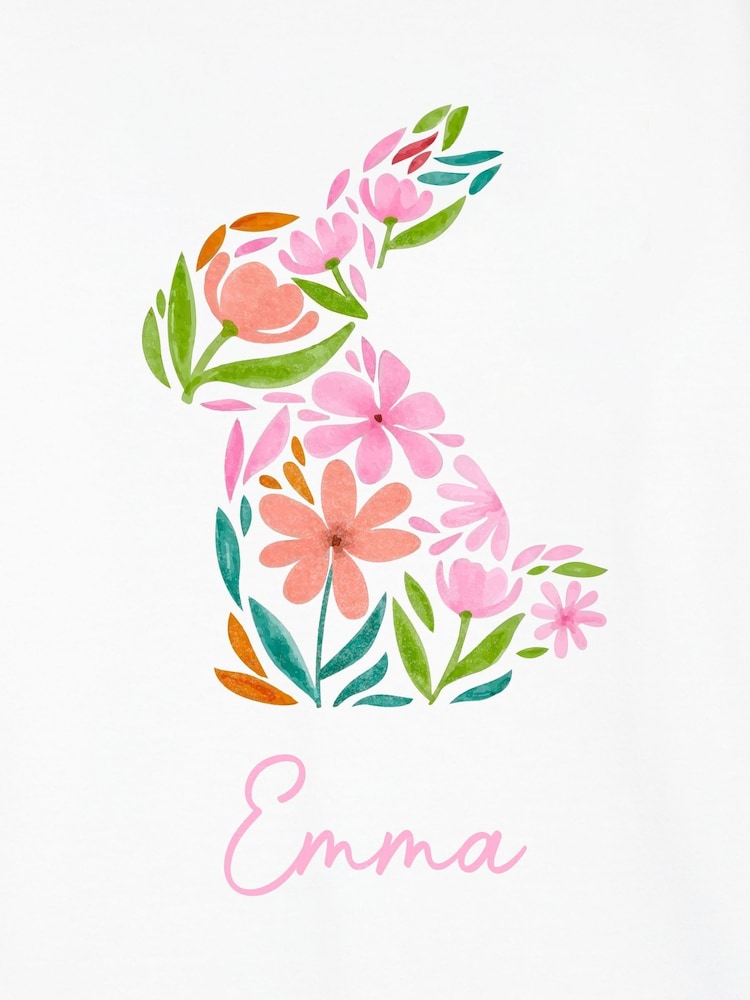 Personalised Womens Floral Print Bunny Sweatshirt by Stitch Style - Image 4 of 4