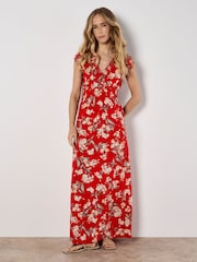 Apricot Red Flowing Jasmine Maxi Dress - Image 4 of 4