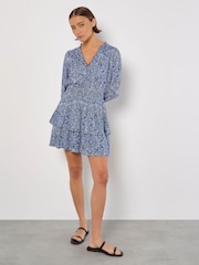 Apricot Blue Batik Folk Print Smock Mini Dress - Image 2 of 5