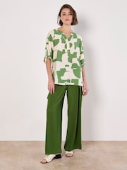 Apricot Green Abstract Shapes Mono Button Top - Image 5 of 5