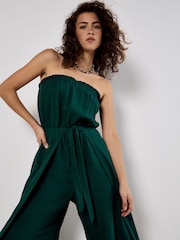 Apricot Green Bandeau Wrap Leg Tetra 100% Cotton Jumpsuit - Image 2 of 5