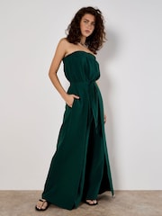 Apricot Green Bandeau Wrap Leg Tetra 100% Cotton Jumpsuit - Image 3 of 5