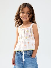 Raffya Cream Penny 100% Cotton Vest - Image 1 of 5