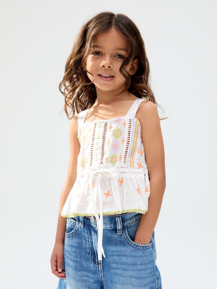 Raffya Cream Penny 100% Cotton Vest - Image 1 of 5