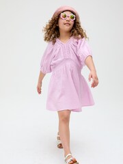Raffya Purple Soipoi Double Cloth 100% Cotton Dress - Image 1 of 5