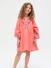 Raffya Orange Lavender 100% Cotton Dress - Image 1 of 5