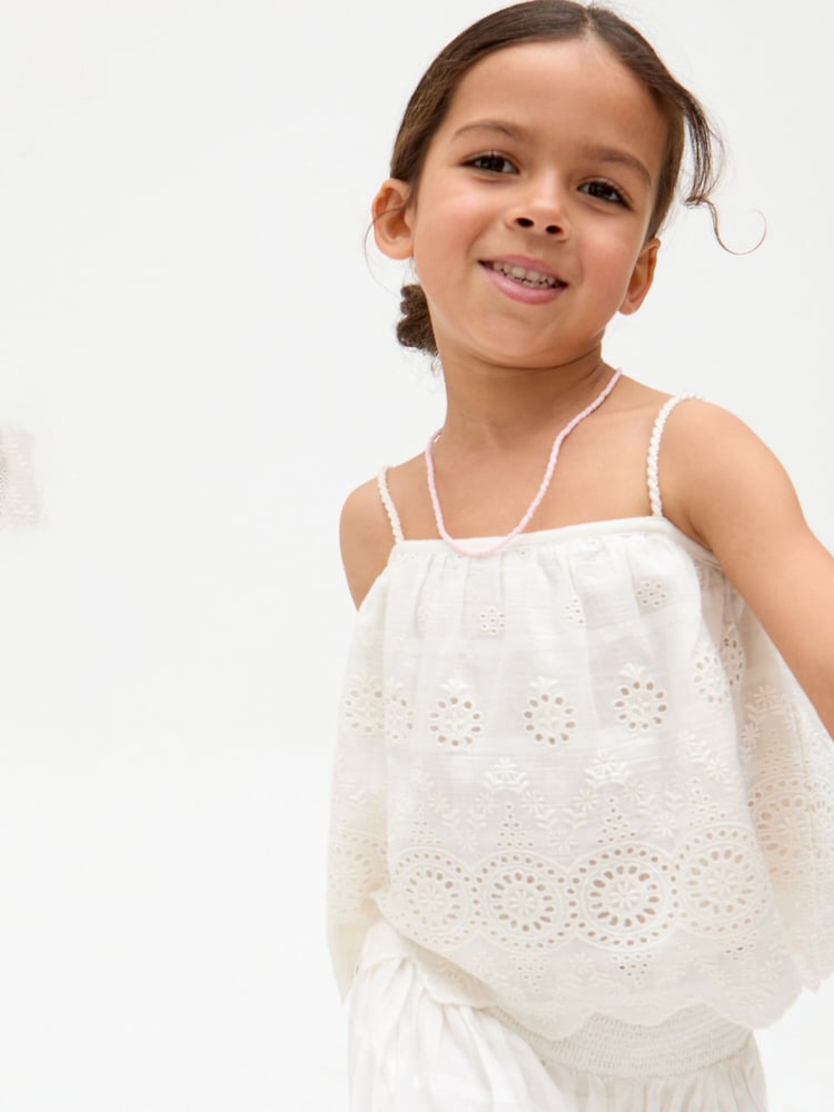 Raffya White Ruffa Co-Ord 100% Cotton Top - Image 4 of 4
