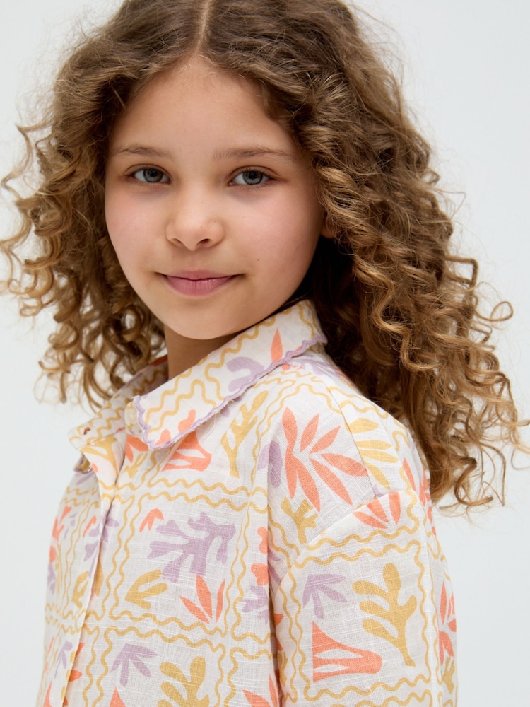 Raffya Cream Gilly Printed 100% Cotton Shirt - Image 4 of 4