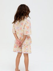 Raffya Cream Gilly Printed 100% Cotton Shorts - Image 2 of 4
