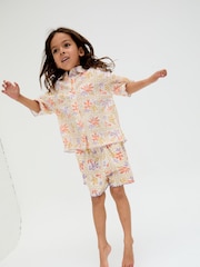 Raffya Cream Gilly Printed 100% Cotton Shorts - Image 4 of 4