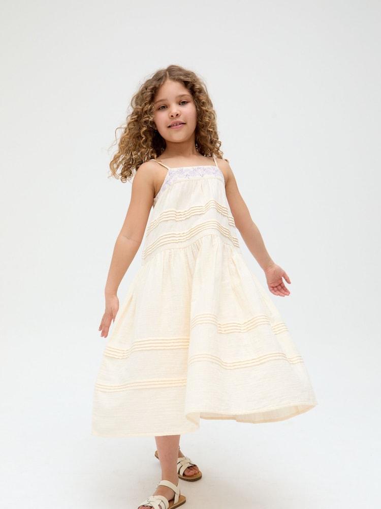 Raffya Cream Swish 100% Cotton Maxi Dress - Image 1 of 6