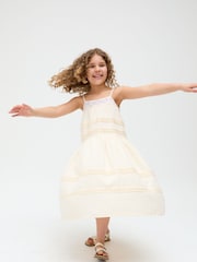 Raffya Cream Swish 100% Cotton Maxi Dress - Image 4 of 6