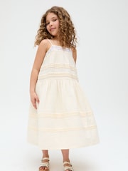 Raffya Cream Swish 100% Cotton Maxi Dress - Image 5 of 6