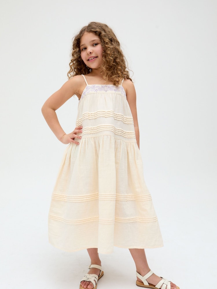 Raffya Cream Swish 100% Cotton Maxi Dress - Image 6 of 6