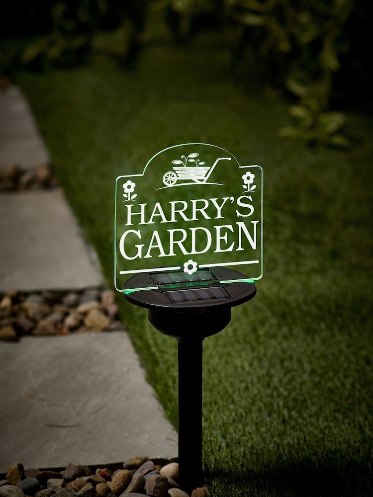 Personalised Solar Powered “Wheelbarrow” Garden Sign by Loveabode - Image 2 of 4