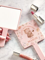 Loveabode Pink Personalised Mother's Day Bear Hand Mirror - Image 1 of 4
