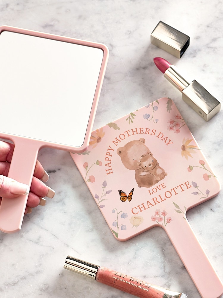 Loveabode Pink Personalised Mother's Day Bear Hand Mirror - Image 2 of 4