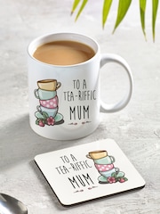 Loveabode Natural Personalised Tea-Riffic Mug & Coaster Set - Image 1 of 4