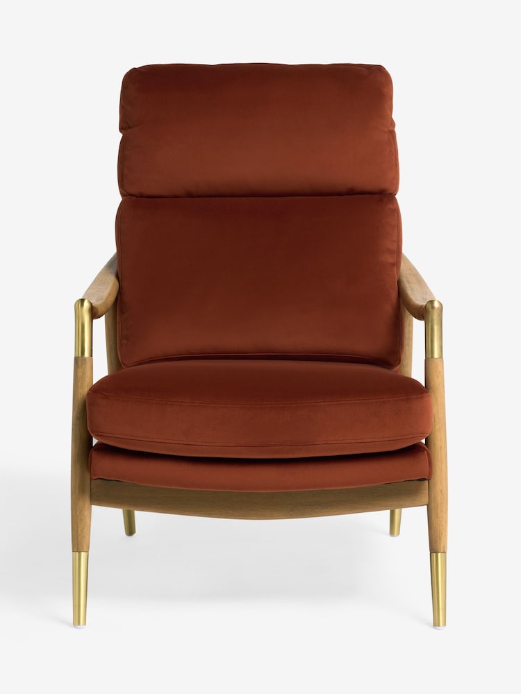 Soft Velvet Rust Brown Flinton Wooden High Back Accent Chair - Image 1 of 6