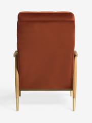 Soft Velvet Rust Brown Flinton Wooden High Back Accent Chair - Image 3 of 6