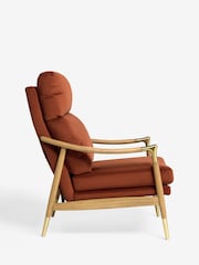 Soft Velvet Rust Brown Flinton High Back Wooden Accent Chair - Image 8 of 10