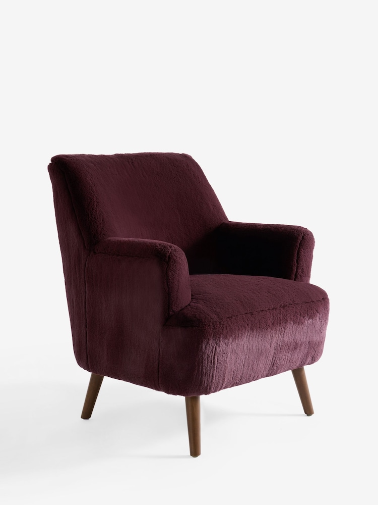 Oslo Faux Fur Burgundy Brown Carter Accent Chair - Image 1 of 7