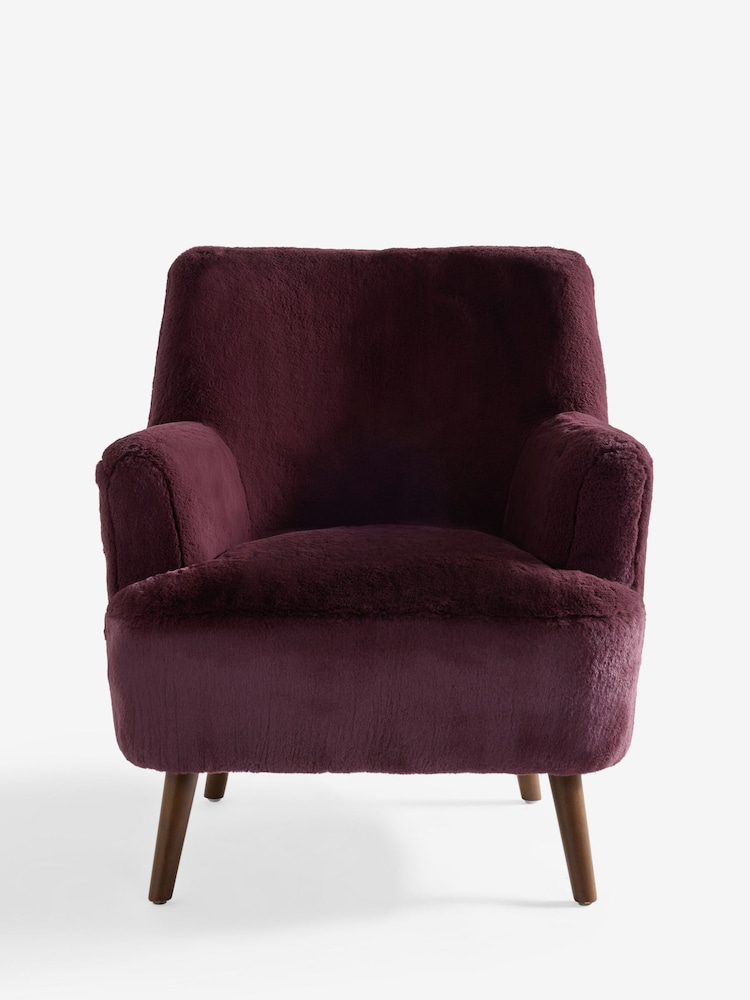 Oslo Faux Fur Burgundy Brown Carter Accent Chair - Image 2 of 7