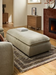 Brushed Weave Light Olive Green Crosby Large Modular Footstool With Storage - Image 1 of 10