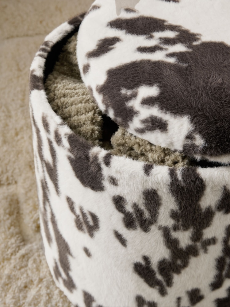 Alaska Faux Fur Cow Stella Storage Stool - Image 3 of 3 Alaska Faux Fur Cow Stella Storage Stool - Image 3 of 3