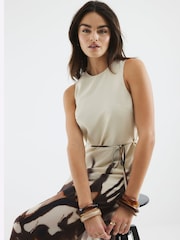 River Island Cream Petite Printed Bias Slip Midi Dress - Image 3 of 4