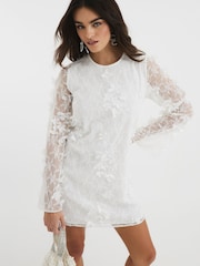 River Island White Floral Appliqué Shift Dress - Image 2 of 4