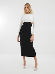 River Island Long Sleeve Cut-Out Midi Dress - Изображение 1 из 4