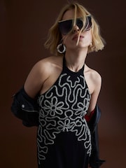 Платье макси с халтером и отделкой River Island Premium - Изображение 3 из 4