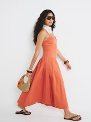 River Island Orange Strappy Corset Midi Dress - Image 3 of 4