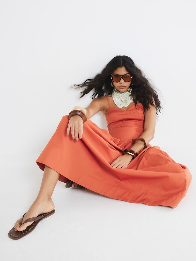 River Island Orange Strappy Corset Midi Dress - Image 4 of 4 River Island Orange Strappy Corset Midi Dress - Image 4 of 4