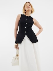 River Island Black Hybrid Waistcoat Midi Dress - Image 2 of 5