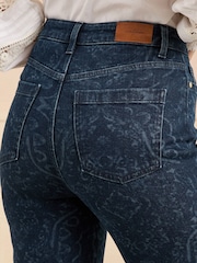 Love & Roses Dark Blue Scarf Print Flared Jeans - Image 2 of 5
