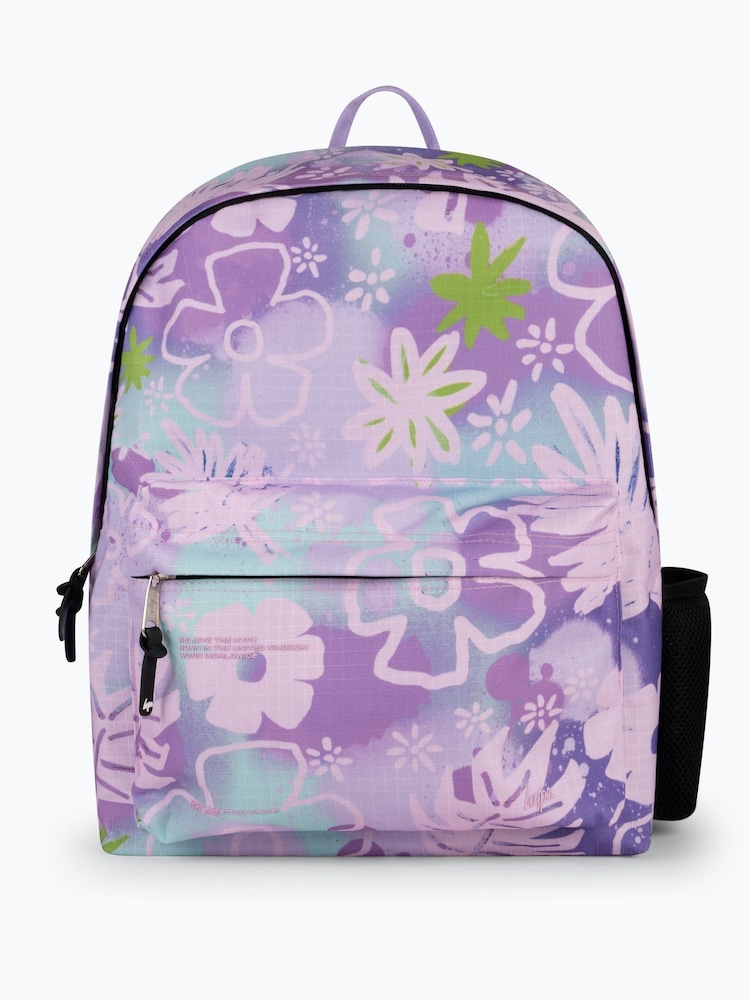 Hype. Kids Purple Floral Print Doodle Iconic Backpack - Image 1 of 5