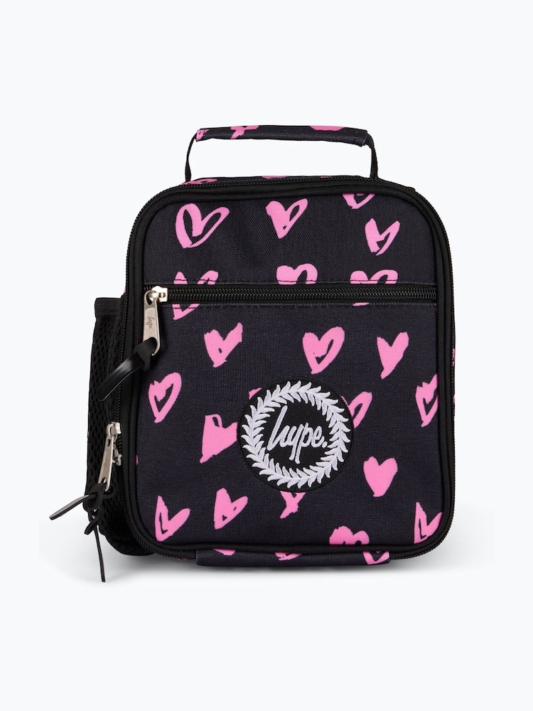Hype. Unisex Scribble Hearts Black Lunch Bag - Image 1 of 6