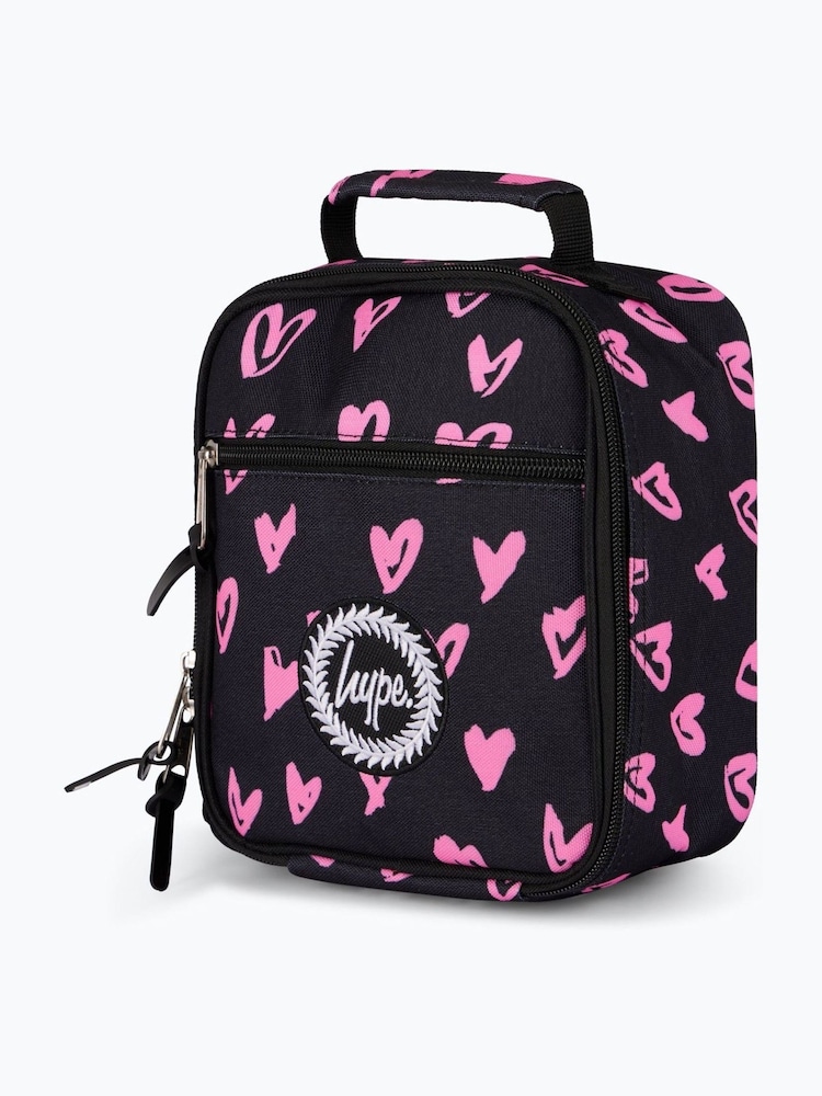 Hype. Unisex Scribble Hearts Black Lunch Bag - Image 4 of 6