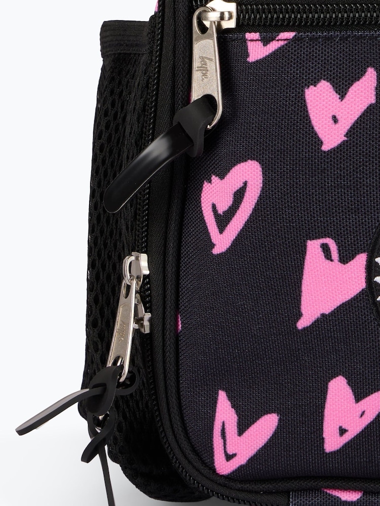 Hype. Unisex Scribble Hearts Black Lunch Bag - Image 5 of 6