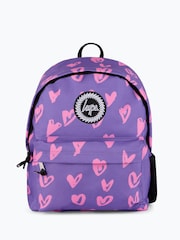 Hype. Unisex Purple Glitter Scribble Hearts Backpack - Image 1 of 5