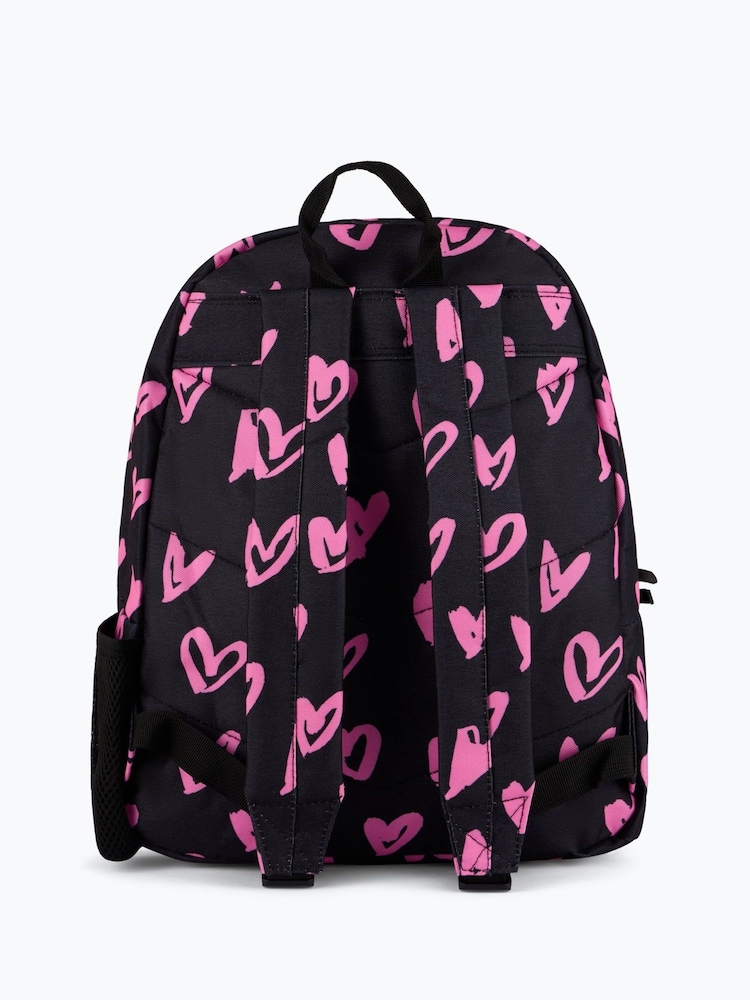 Hype. Unisex Scribble Hearts Black Backpack - Image 2 of 6