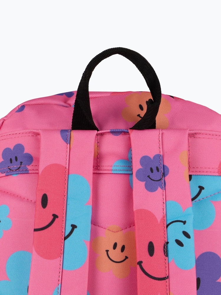 Hype. Unisex Pink Happy Flowers Backpack - Image 2 of 5 Hype. Unisex Pink Happy Flowers Backpack - Image 2 of 5