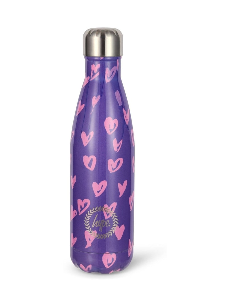 Hype Unisex Purple Scribble Hearts Thermal Drinks Bottles - Image 2 of 5 Hype Unisex Purple Scribble Hearts Thermal Drinks Bottles - Image 2 of 5
