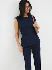 River Island Blue Petite Pintuck Denim Top - Image 1 of 4