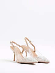 River Island Beige Embellished Perspex Court Shoes - Image 2 of 5